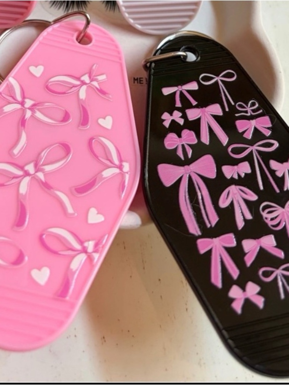 Keychain bundle (2) Motel Keychain Set - Pink,, Black